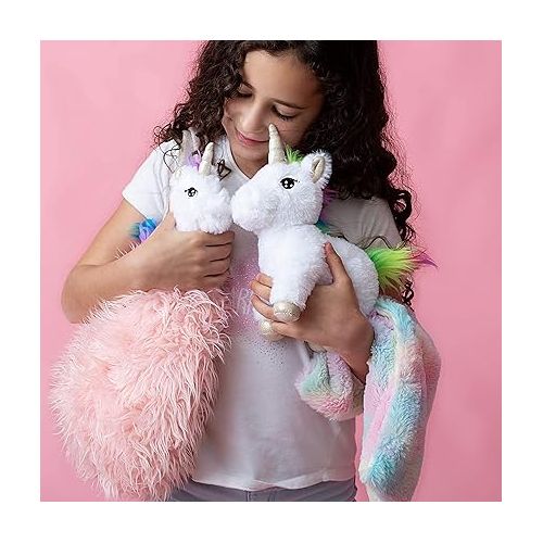  Perfectto Unicorn Stuffed Animal Set for Girls - Plush Toy, Bag and Blanket Gift for Ages 3-8