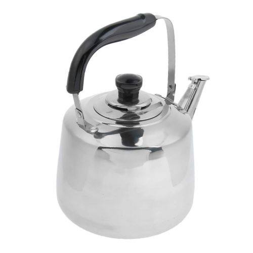  Perfk perfk Camping Kaffeekanne Edelstahl Teekessel Kaffeekessel Wasserkessel Wasserkocher mit Pfeife, Silber - 3L