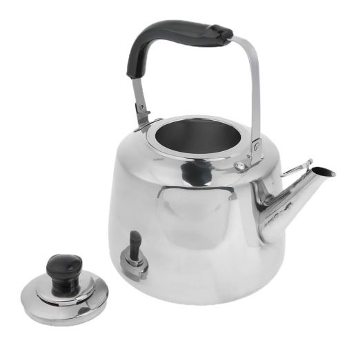  Perfk perfk Camping Kaffeekanne Edelstahl Teekessel Kaffeekessel Wasserkessel Wasserkocher mit Pfeife, Silber - 3L