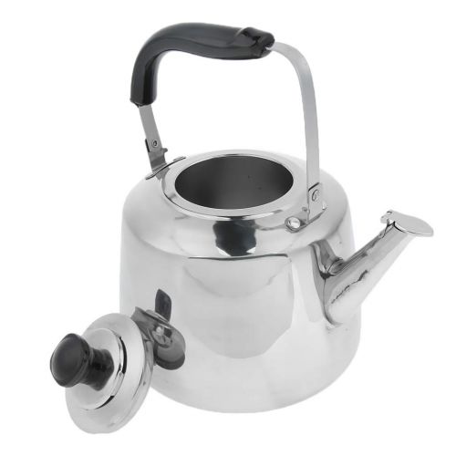  Perfk perfk Camping Kaffeekanne Edelstahl Teekessel Kaffeekessel Wasserkessel Wasserkocher mit Pfeife, Silber - 3L