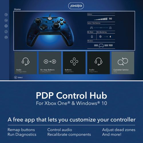  PDP Wired Controller for Xbox One, Xbox One X and Xbox One S, Midnight Blue, 048-082-NA-BL