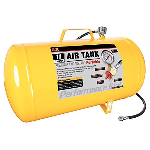  Performance Tool W10011 Hi-viz 11-Gallon Horizontal Portable Air Tank With Tire Air Chuck