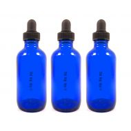 Perfume Studio Calibrated Dropper 4oz Bottles for Essential Oils & Perfume Formulas - Pack of 3 Blue Cobalt Glass Dropper Bottles Plus a Bonus Free Perfume Sample Vial (3, Cobalt G