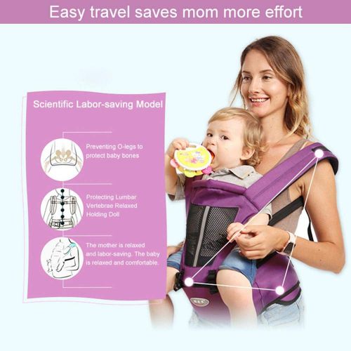  Perfuw Breathable Baby Carrier, 360 Ergonomic Baby Wrap Carrier Adjustable Hip Seat Protection Baby Slings Cover, Multi-Function Convertible Carrier for All Seasons, for Newborn To