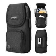 [아마존베스트]Perilogics Rugged Nylon Cell Phone Holster for iPhone 12, 12 Pro Max, 11, 11 Pro Max, Xs Max, Xr, 8 Plus with Armor Type Phone Case. Belt Clip Pouch with Velcro Closure, Zipper Storage, Card