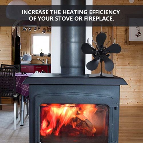  Peritan-US 5 Blade Fireplace Fan Heat Powered Stove Fan, Wood Burning Real Hot Power Fireplace Small Fan Energy Saving Thermal Power Fireplace Fan for Wood / Log Burner/Fireplace