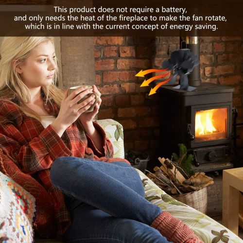  Peritan-US 5 Blade Fireplace Fan Heat Powered Stove Fan, Wood Burning Real Hot Power Fireplace Small Fan Energy Saving Thermal Power Fireplace Fan for Wood / Log Burner/Fireplace