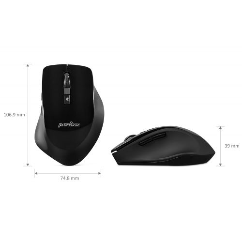  Perixx PERIMICE-716B, Wireless Ergonomic Mouse - Silent Click - Works on Almost Any Surface - Long Battery Life - Black