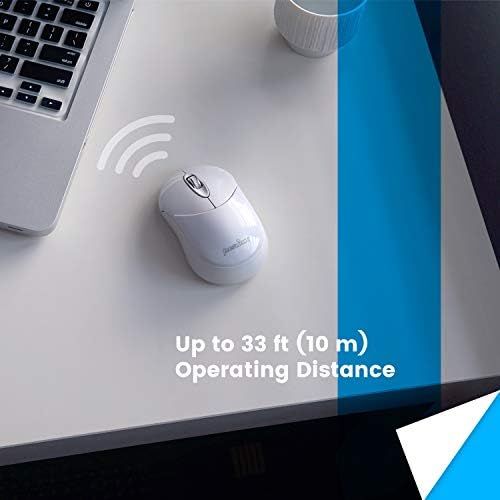  [아마존베스트]Perixx Perimice-802 Mini Wireless Bluetooth Mouse, Portable Small 3 Buttons Optical Mouse for Laptop Android Tablet PC, Works Without USB Receiver, White