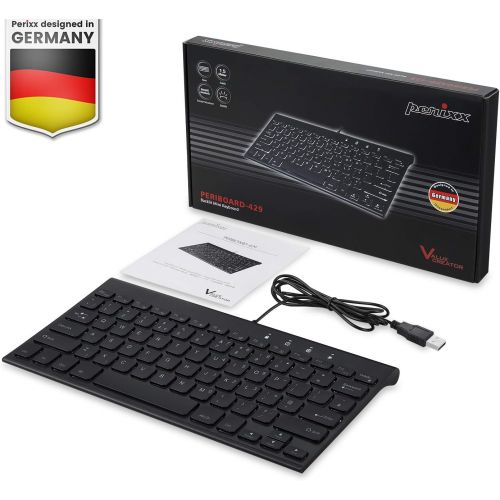  Perixx PERIBOARD-429 US Wired Mini Backlit Keyboard - Thin and Silent Scissor Keys - White Backlight Color - US English
