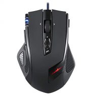 Perixx MX-2000B Programmable Laser Gaming Mouse with Adjustable Weight and RGB Backlight, Black