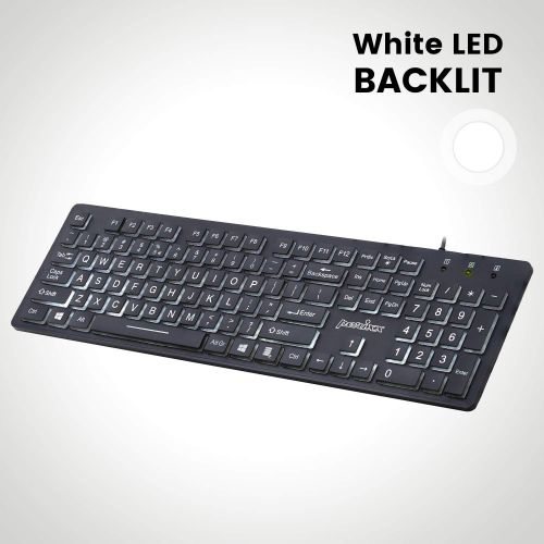  [아마존베스트]Perixx PERIBOARD-317 Wired Backlit USB Keyboard, Big Print Letter with White Illuminated LED, US English Layout