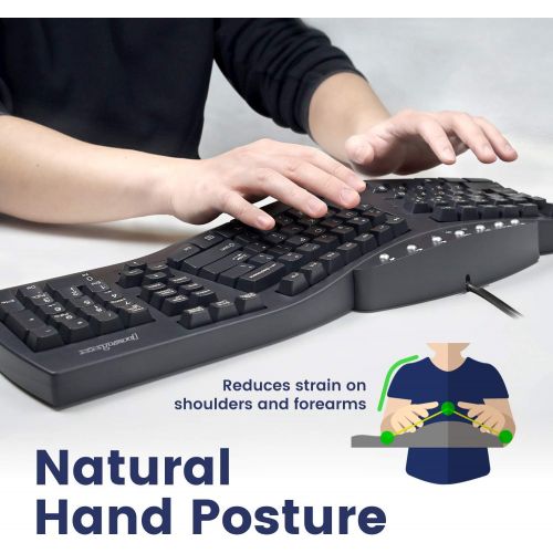  [아마존베스트]Perixx Periboard-512 Ergonomic Split Keyboard - Natural Ergonomic Design - Black - Bulky Size 19.09x9.29x1.73, US English Layout (11525)