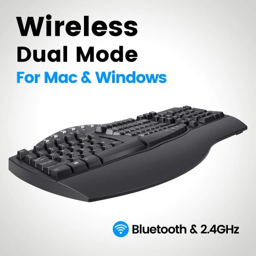  [아마존베스트]Perixx Periboard-612 Wireless Ergonomic Split Keyboard with Dual Mode 2.4G and Bluetooth Feature, Compatible with Windows 10 and Mac OS X System, Black, US English Layout