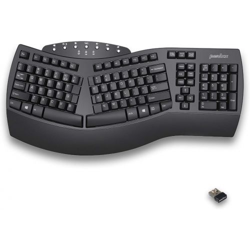  [아마존베스트]Perixx Periboard-612 Wireless Ergonomic Split Keyboard with Dual Mode 2.4G and Bluetooth Feature, Compatible with Windows 10 and Mac OS X System, Black, US English Layout