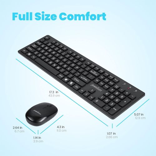  [아마존베스트]Perixx PERIDUO-717 Wireless Standard Keyboard and Mouse Combo-Set with Big Print Letter, Black, US English Layout