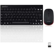 [아마존베스트]Perixx Periduo-712 804 Mini Keyboard and Mouse Set Wireless 2.4 GHz with Nano Receiver Black, Light and Small QWERTZ German Layout Black, Black