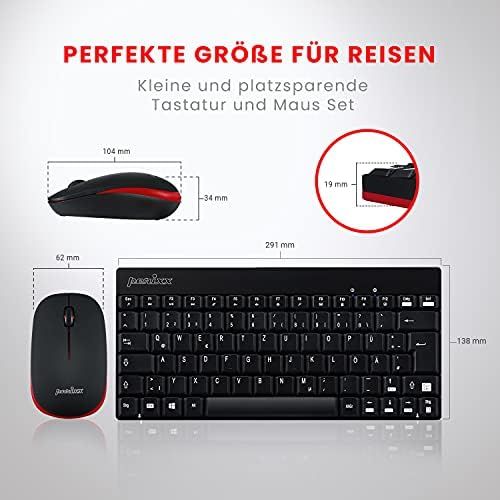  [아마존베스트]Perixx Periduo-712 804 Mini Keyboard and Mouse Set Wireless 2.4 GHz with Nano Receiver Black, Light and Small QWERTZ German Layout Black, Black