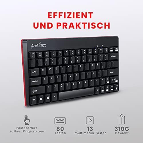  [아마존베스트]Perixx Periduo-712 804 Mini Keyboard and Mouse Set Wireless 2.4 GHz with Nano Receiver Black, Light and Small QWERTZ German Layout Black, Black