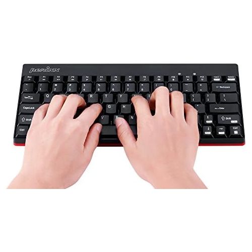  [아마존베스트]Perixx Periduo-712 804 Mini Keyboard and Mouse Set Wireless 2.4 GHz with Nano Receiver Black, Light and Small QWERTZ German Layout Black, Black