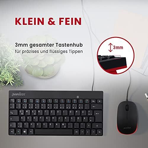  [아마존베스트]Perixx Periduo-712 804 Mini Keyboard and Mouse Set Wireless 2.4 GHz with Nano Receiver Black, Light and Small QWERTZ German Layout Black