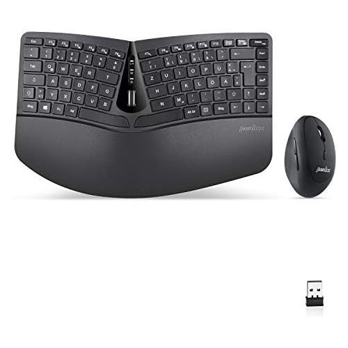  [아마존베스트]Perixx Periduo-606, Ergonomic Wireless Compact Keyboard and Vertical Mouse Desktop Set, Split Keypad, 4-way Scroll Wheel, Adjustable Palm Rest and Flat Keys with Vertical Mouse