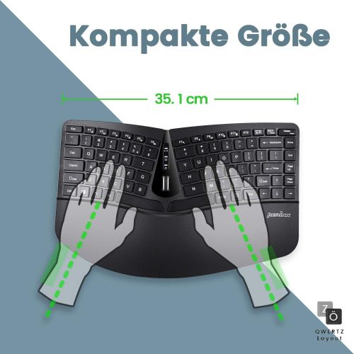  [아마존베스트]Perixx Periduo-606, Ergonomic Wireless Compact Keyboard and Vertical Mouse Desktop Set, Split Keypad, 4-way Scroll Wheel, Adjustable Palm Rest and Flat Keys with Vertical Mouse