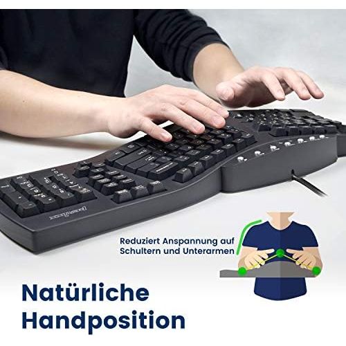  [아마존베스트]Perixx PERIBOARD-512 Ergonomic Keyboard - Split Keypad - USB - Recommended for Tennis Elbow - QWERTZ German Layout - Black