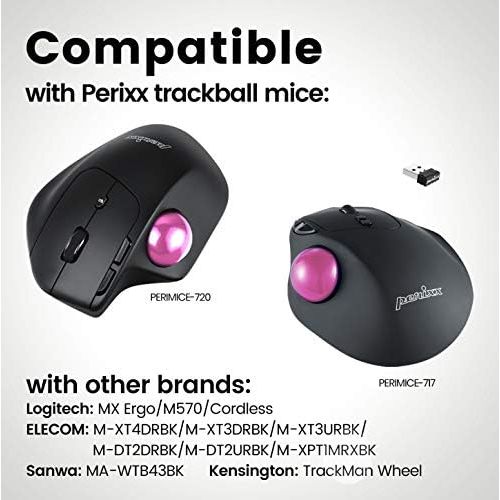  [아마존베스트]Perixx PERIPRO-303 GPK Small Trackball, 34 mm Replacement Ball for Perimice and M570, Elecom, Kensington, Shiny Pink/Pink