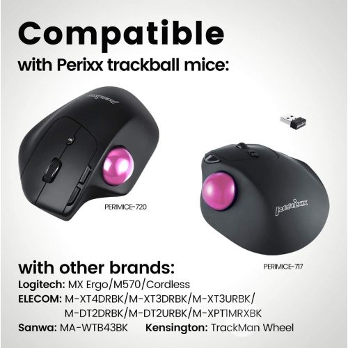  [아마존베스트]Perixx PERIPRO-303 GPK Small Trackball, 34 mm Replacement Ball for Perimice and M570, Elecom, Kensington, Shiny Pink/Pink