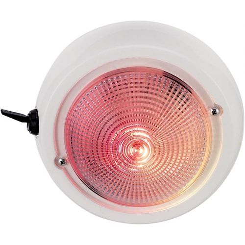  Perko 1263DP1WHT 12V Exterior Surface Mount Dome Light with RedWhite Bulbs