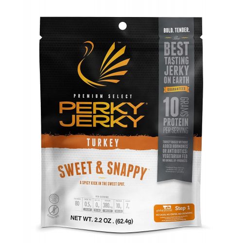  Perky Jerky Antibiotic Free Turkey Sweet & Snappy, 2.2 ounce bags (Pack of 8)