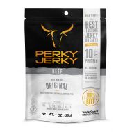 Perky Jerky 100% Grass-Fed Beef Jerky, Original, 1 oz. bag (Pack of 12)