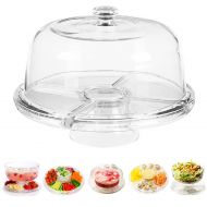 Perlli - Cake Stand Multifunctional Serving Platter and Cake Plate With Dome (6 Uses)