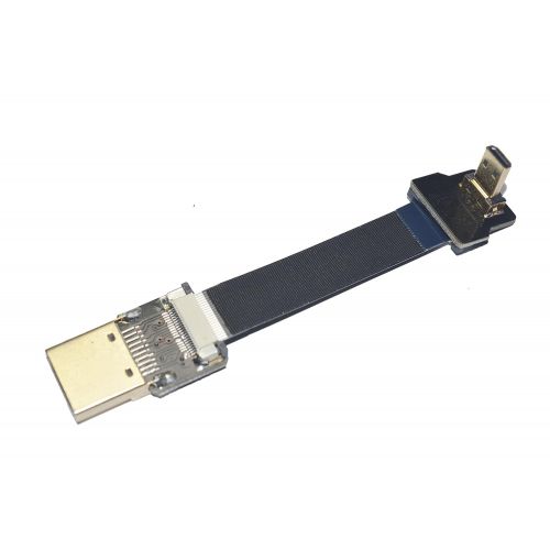  Permanent Short Micro HDMI Angled Flat Slim Thin HDMI Cable Micro HDMI 90 Degree to Standard HDMI Full HDMI Normal HDMI for Gopro Sony A7RII A7SII A9 A6500 A6300(Not for Sony a6000) (5CM, 1.