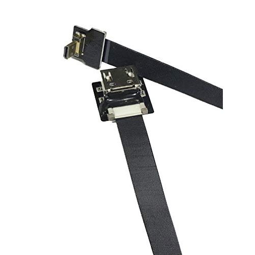  Permanent Standard HDMI Female to Micro HDMI 90 Degree Angled Flat HDMI Cable for Gopro Sony A7RII A7SII A9 A6500 A6300 Gimbal Drone Black (50CM, Afemale-D2-19.7)