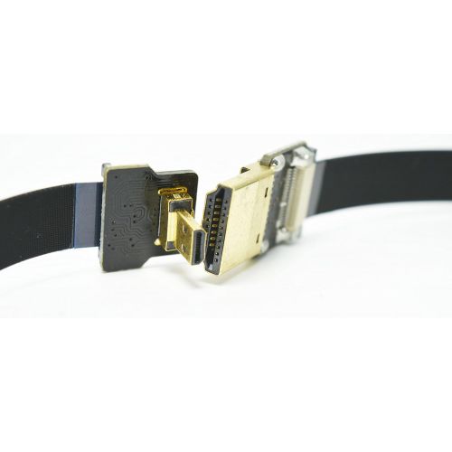  Permanent FFC Soft Slim Thin FPV HDMI Cable Micro HDMI 90 degree angled to Standard HDMI full HDMI for Gopro A7RII A7SII A9 A6500 A6300（REVERSE SOCKET OF A6000）80CM Black