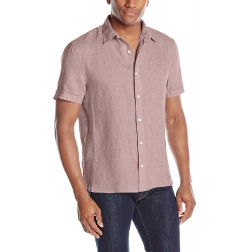  Perry Ellis Mens Short Sleeve Solid Linen Shirt