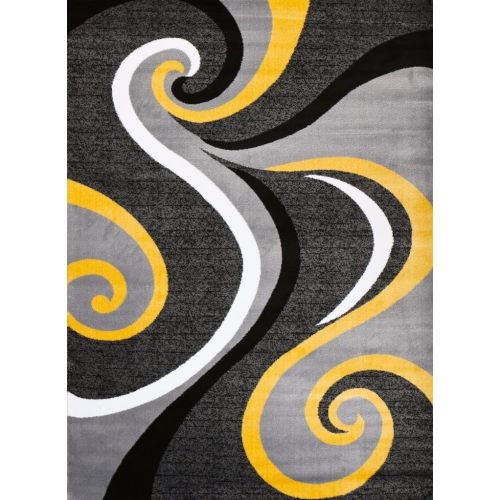  Persian Area Rugs 0327 Red Black Swirl White Area Rug Carpet 5x7 Modern Abstract