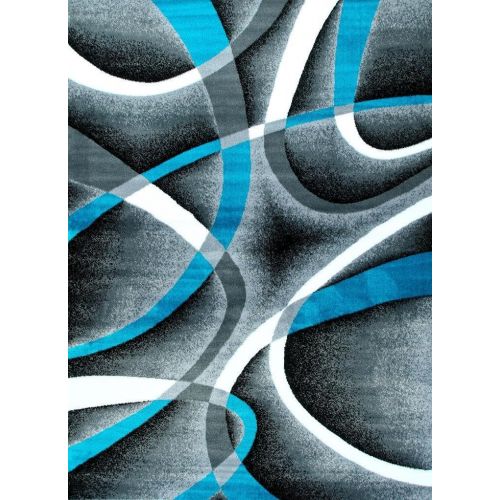  Persian Area Rugs 2305 Gray Black Red White Swirls 52 x72 Modern Abstract Area Rug Carpet by Persian-Rugs