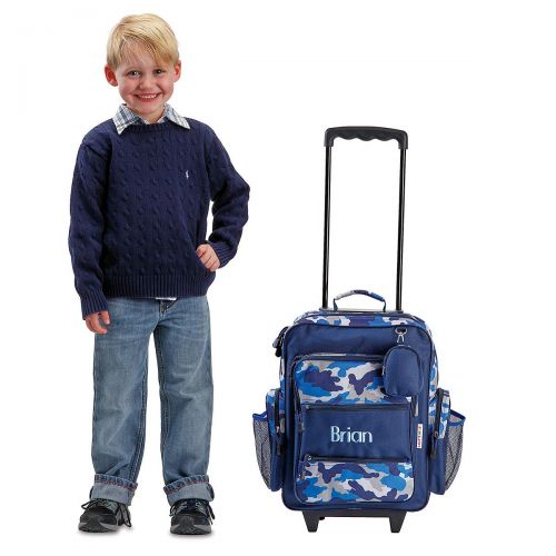 Personalized Rolling Luggage for Kids  Blue Camo Design, 5 x 12 x 20H, By Lillian Vernon