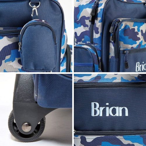  Personalized Rolling Luggage for Kids  Blue Camo Design, 5 x 12 x 20H, By Lillian Vernon