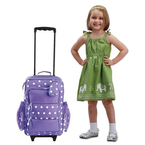  Personalized Rolling Luggage for Kids  Purple Polka Dot Design, 6” x 15.5 x 23H, By Lillian Vernon