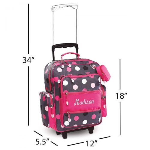  Personalized Rolling Luggage for Kids  Grey Multi-Dots Design, 20H x 12 x 5, By Lillian Vernon