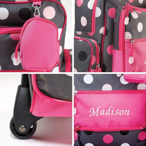  Personalized Rolling Luggage for Kids  Grey Multi-Dots Design, 20H x 12 x 5, By Lillian Vernon