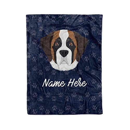  Personalized Corner Personalized Custom Pet St Bernard Fleece and Sherpa Throw Blanket for Men, Women, Kids, Babies - Matching Pet Blankets Perfect for Bedtime, Bedding or as Gift