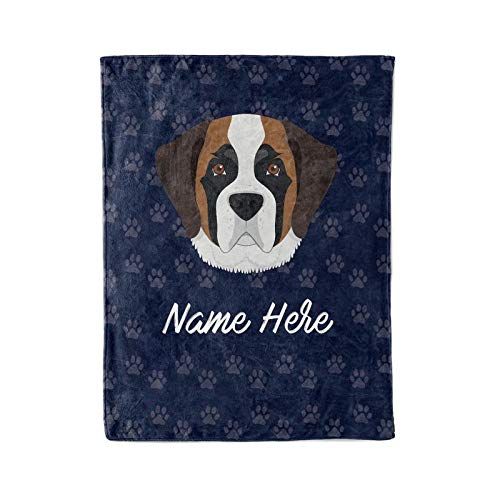  Personalized Corner Personalized Custom Pet St Bernard Fleece and Sherpa Throw Blanket for Men, Women, Kids, Babies - Matching Pet Blankets Perfect for Bedtime, Bedding or as Gift