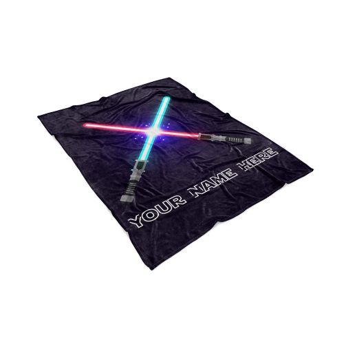  Personalized Corner Personalized Lightsaber Theme Fleece Throw Blanket - Perfect for Home, Travel, Kids, Gifts, Presents, Baby Blanket (50 x 60 - Child)