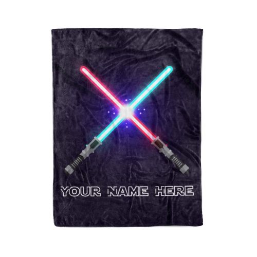  Personalized Corner Personalized Lightsaber Theme Fleece Throw Blanket - Perfect for Home, Travel, Kids, Gifts, Presents, Baby Blanket (50 x 60 - Child)