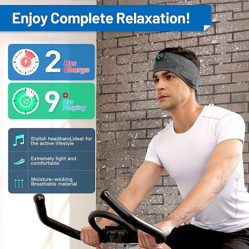  Sleep Headphones, Perytong Bluetooth Sports Headband Headphones with Ultra-Thin HD Stereo Speakers Perfect for Sleeping,Workout,Jogging,Yoga,Insomnia, Air Travel, Meditation